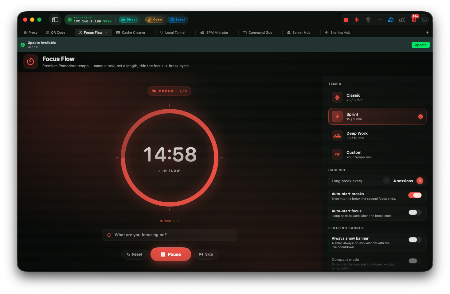 Focus Flow: a Pomodoro timer that blocks YouTube, TikTok, and friends while you work
